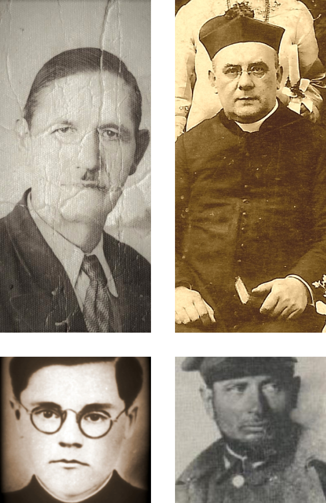 Kolaż z portretami: Stanisława Kwaśniewskiego, Jana Wojtkowiaka, księdza Ignacego Piotrowskiego, Marcina Rożka