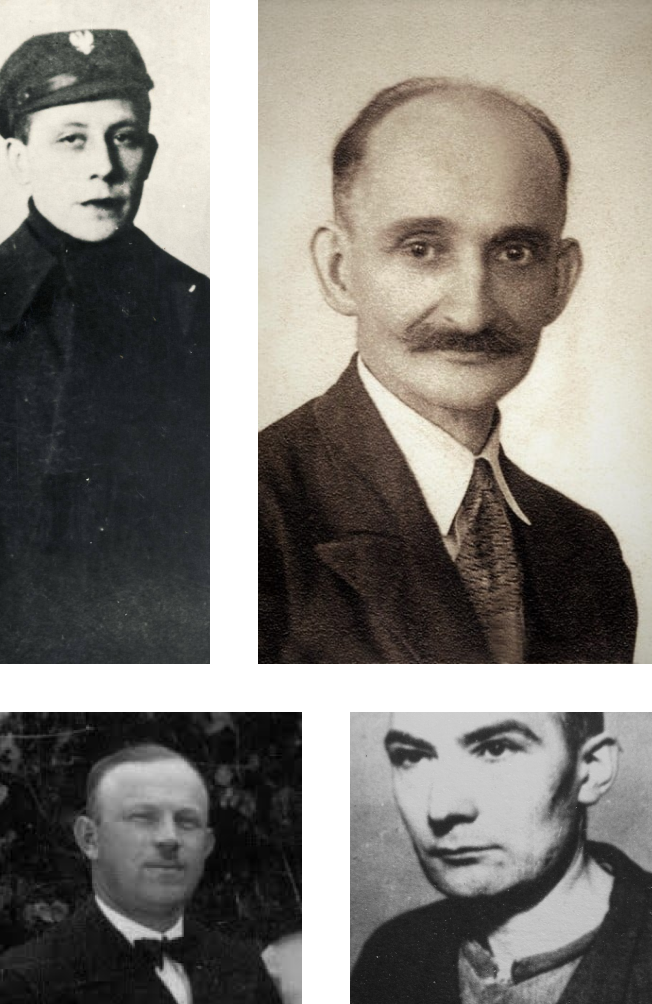 Kolaż z portretami: Leona Prazuińskiego, Jana Roszczaka, Tadeusza Staniewskiego, Józefata Sikroskiego