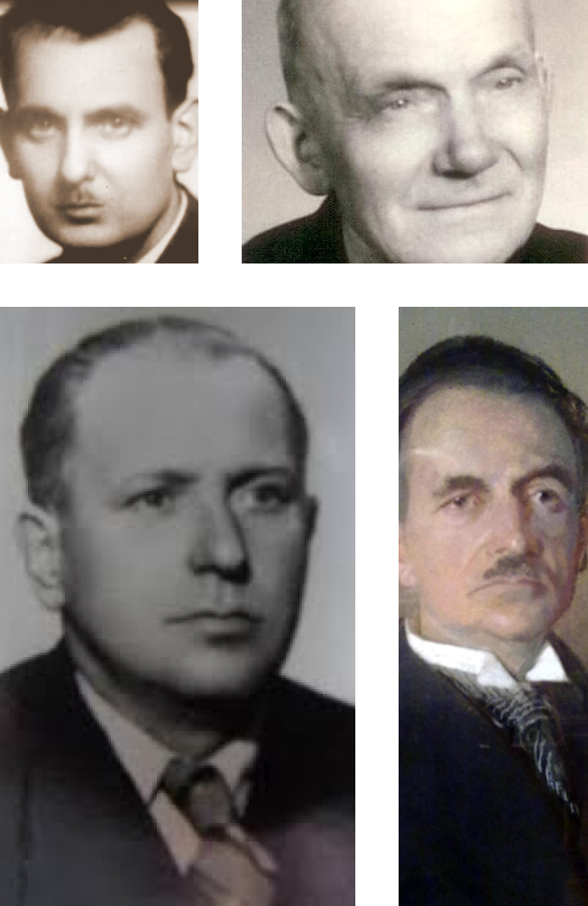 Kolaż z portretami: Franciszka Witaszka, Stefana Cybichowskiego, Antoniego Kachela, Romualda Paczkowskiego